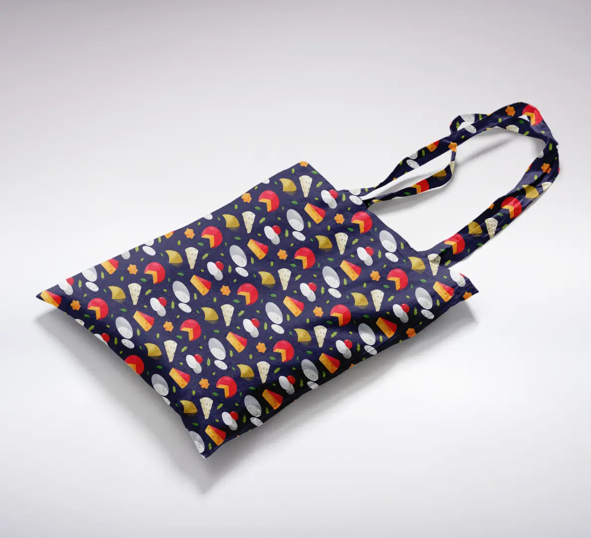 Cheese Prints Blue Canvas Fabric Tote Bag - Image 2