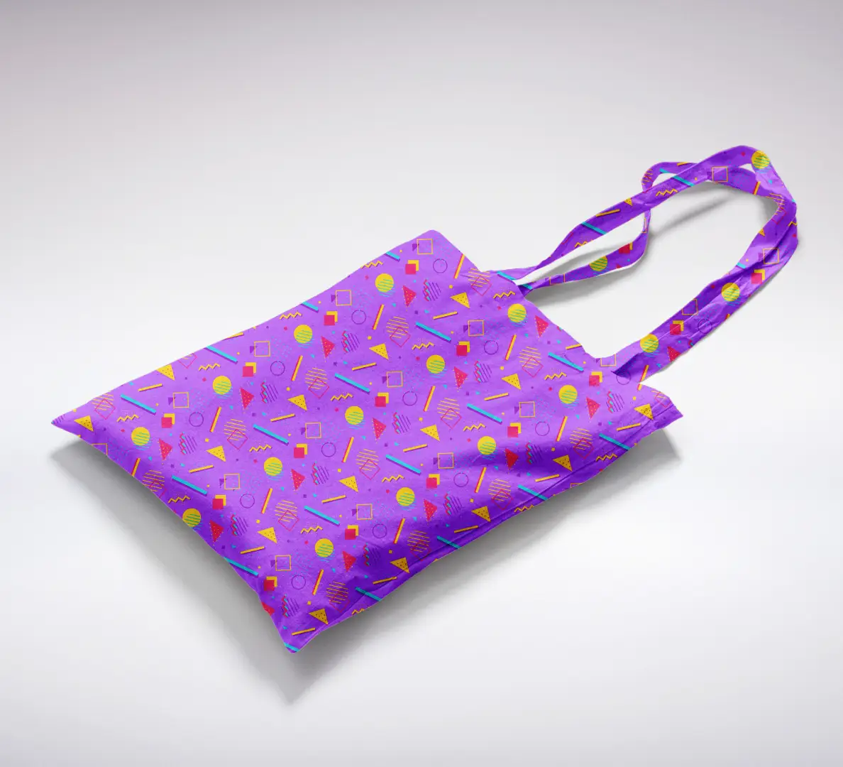 Retro Style Minimalist Printed Purple Canvas Fabric Tote Bag - Image 2