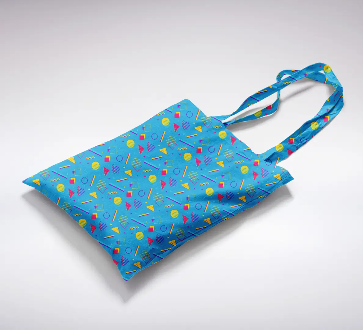 Retro Style Minimalist Printed Sky Blue Canvas Fabric Tote Bag - Image 2
