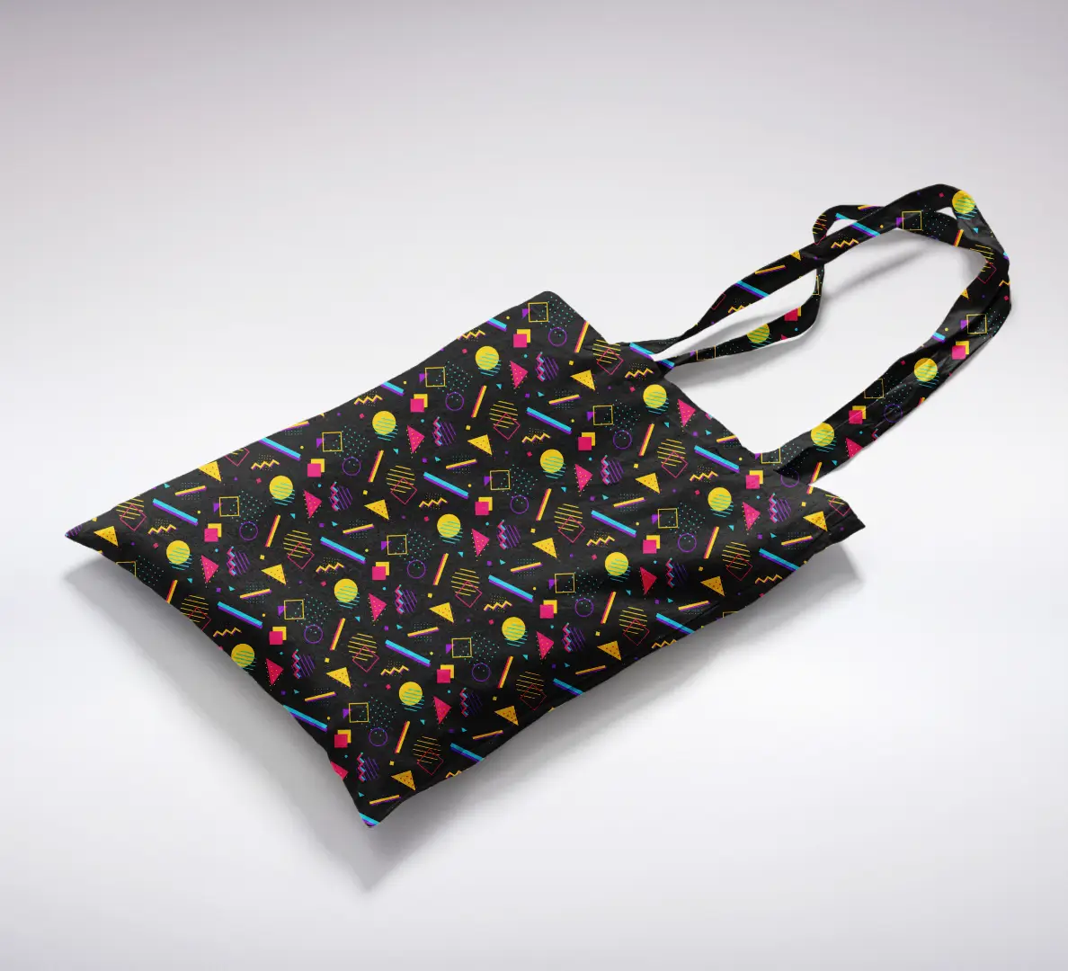 Retro Style Minimalist Printed Black Canvas Fabric Tote Bag - Image 2