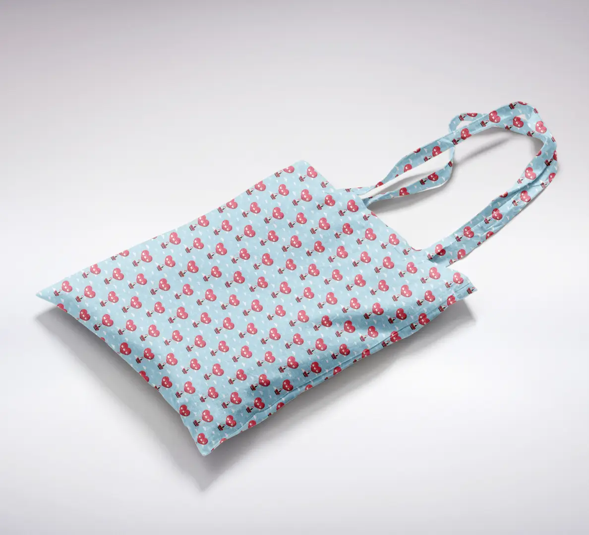 Heart Air Ballons Printed Canvas Fabric Tote Bag - Image 2