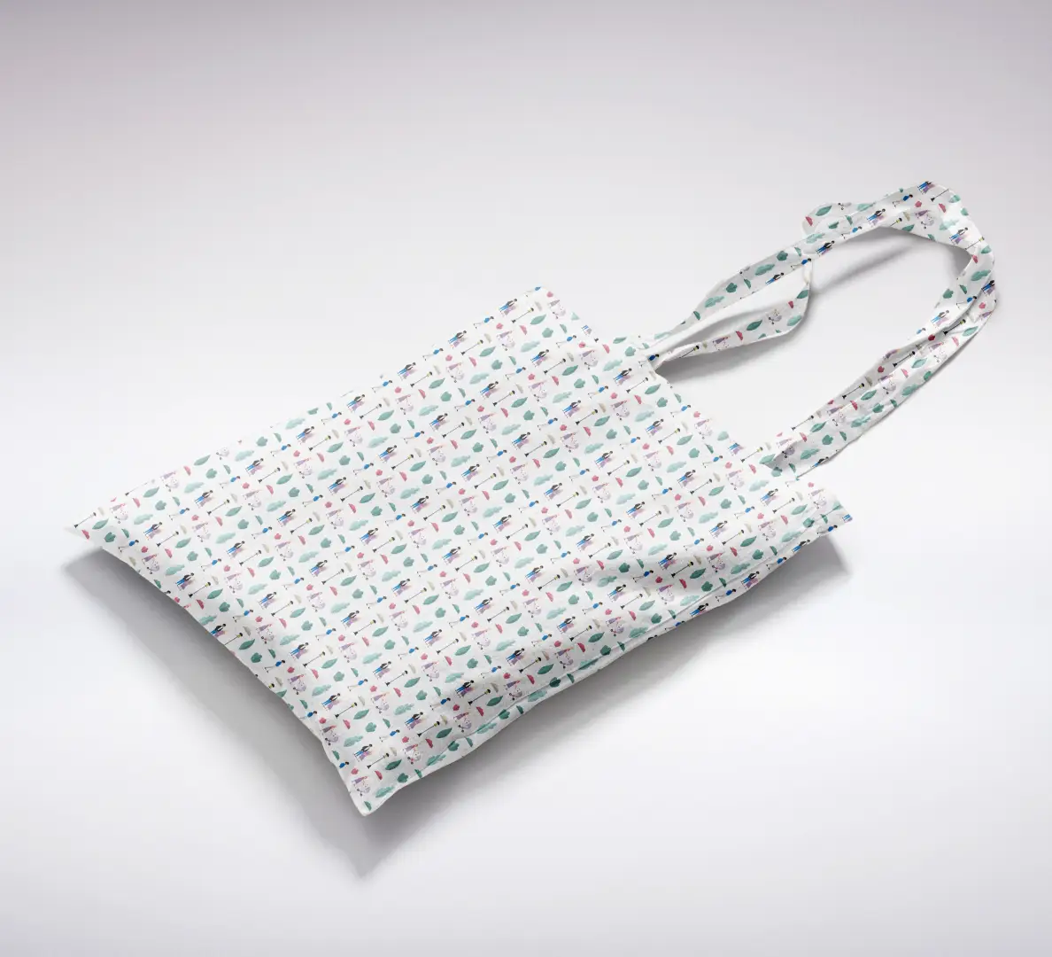 Garden Scenery Printed Canvas Fabric Tote Bag - Image 2