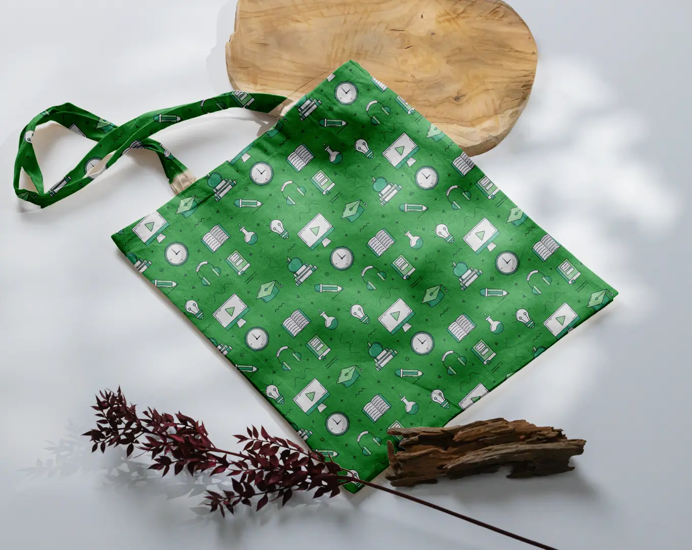 Collegian Printed Green Canvas Fabric Tote Bag - Image 3