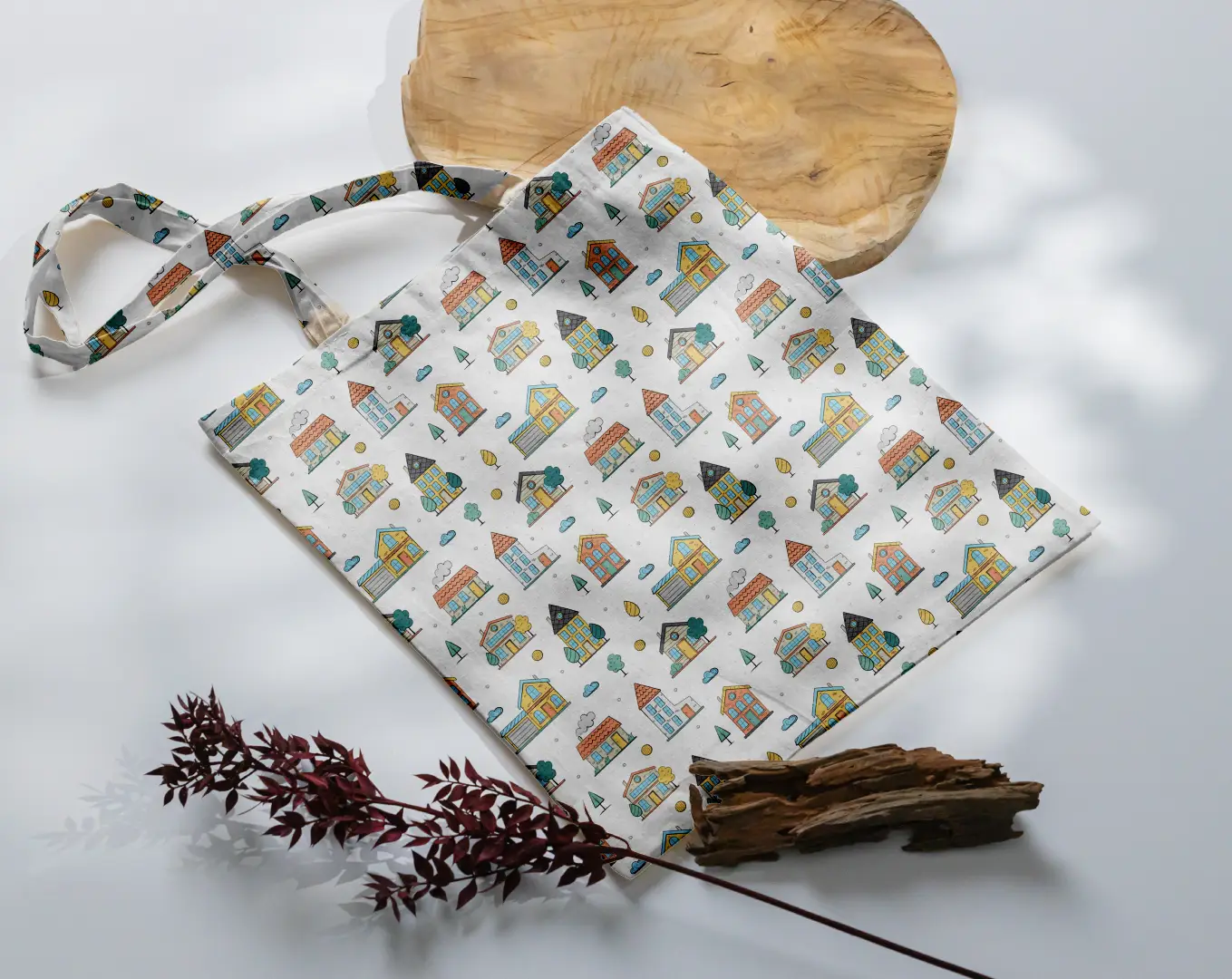 Sweet Homes Graphics Printed White Color Canvas Fabric Tote Bag - Image 3