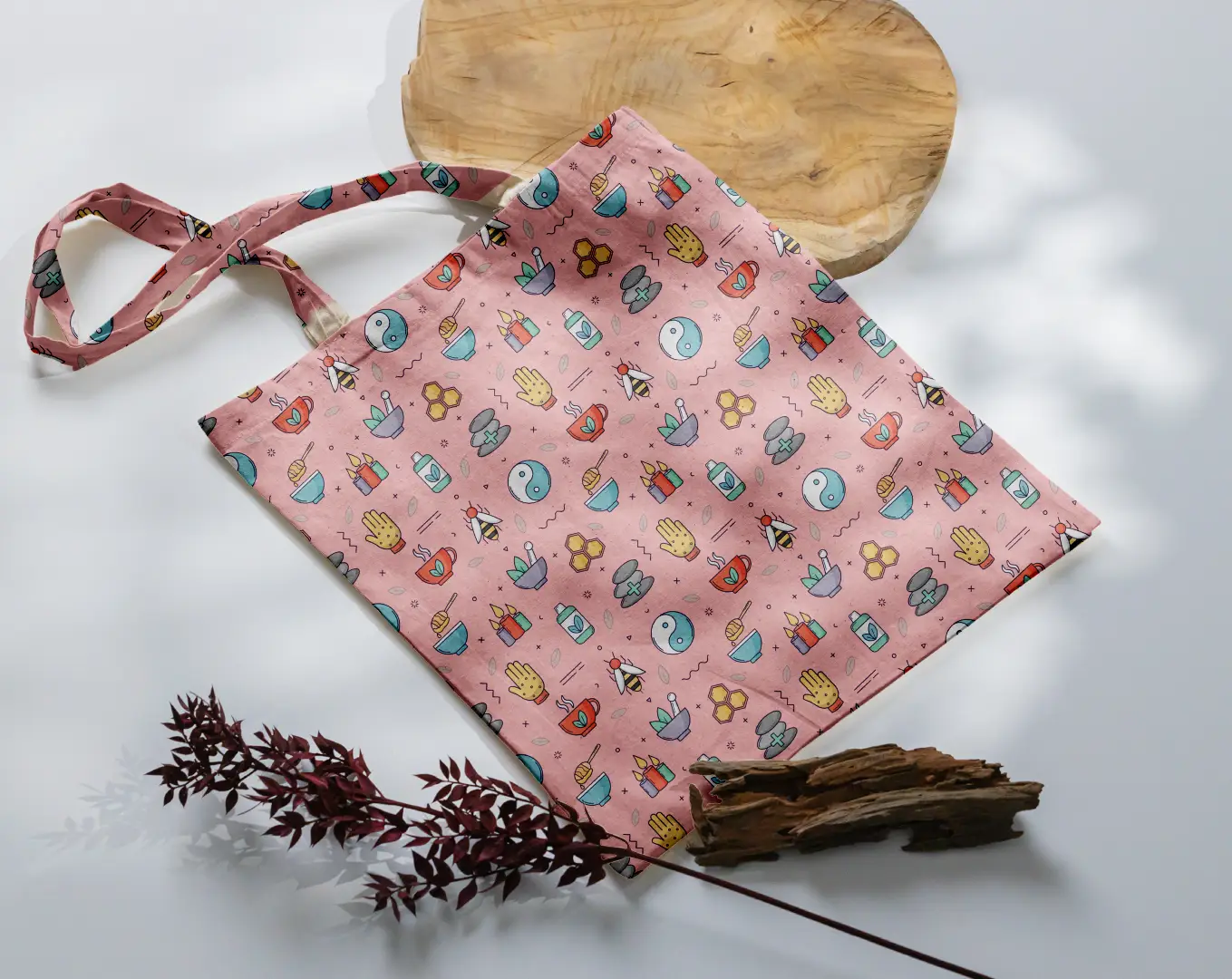 Nature Cures Peach Color Canvas Fabric Tote Bag - Image 3