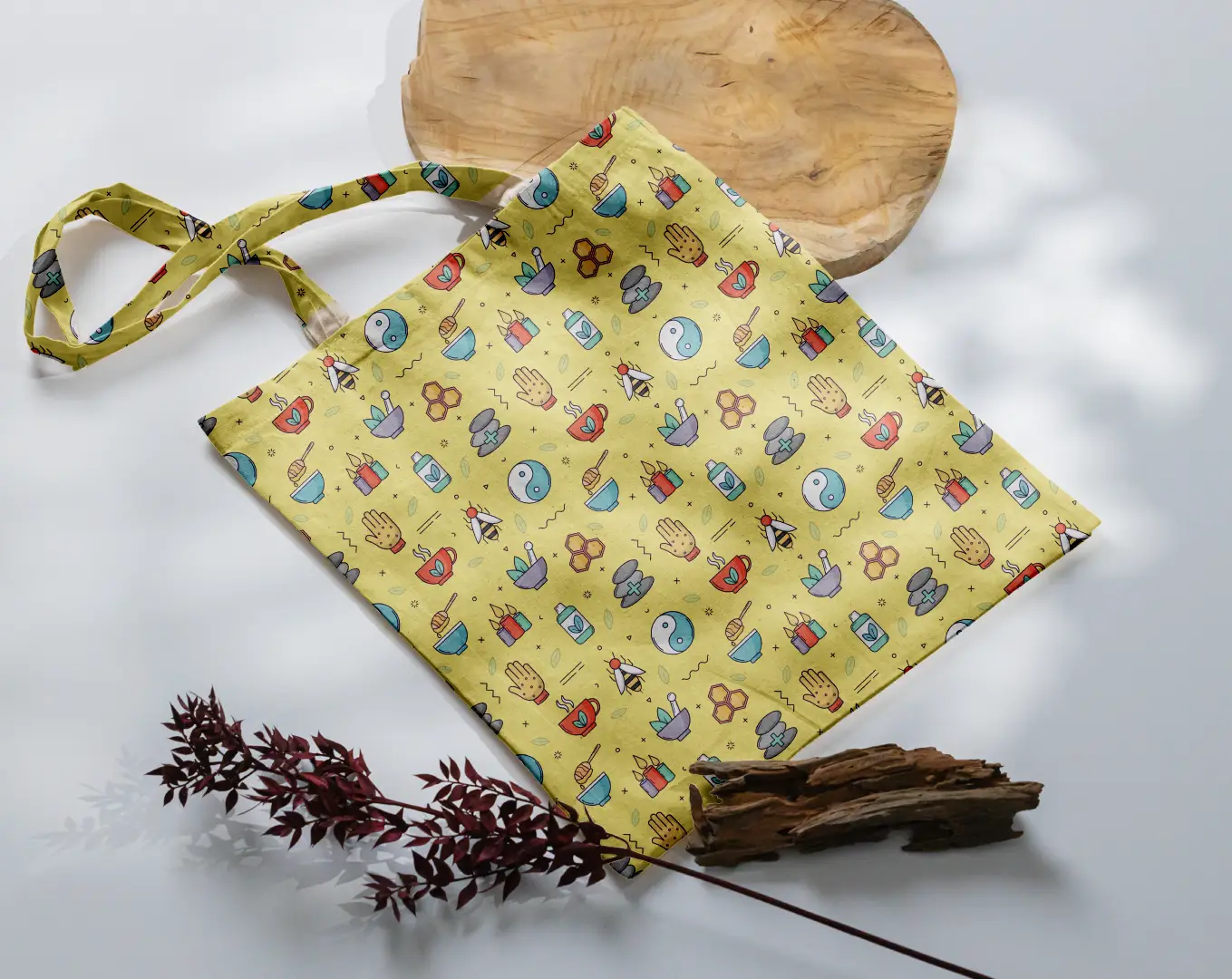 Nature Cures Yellow Color Canvas Fabric Tote Bag - Image 3