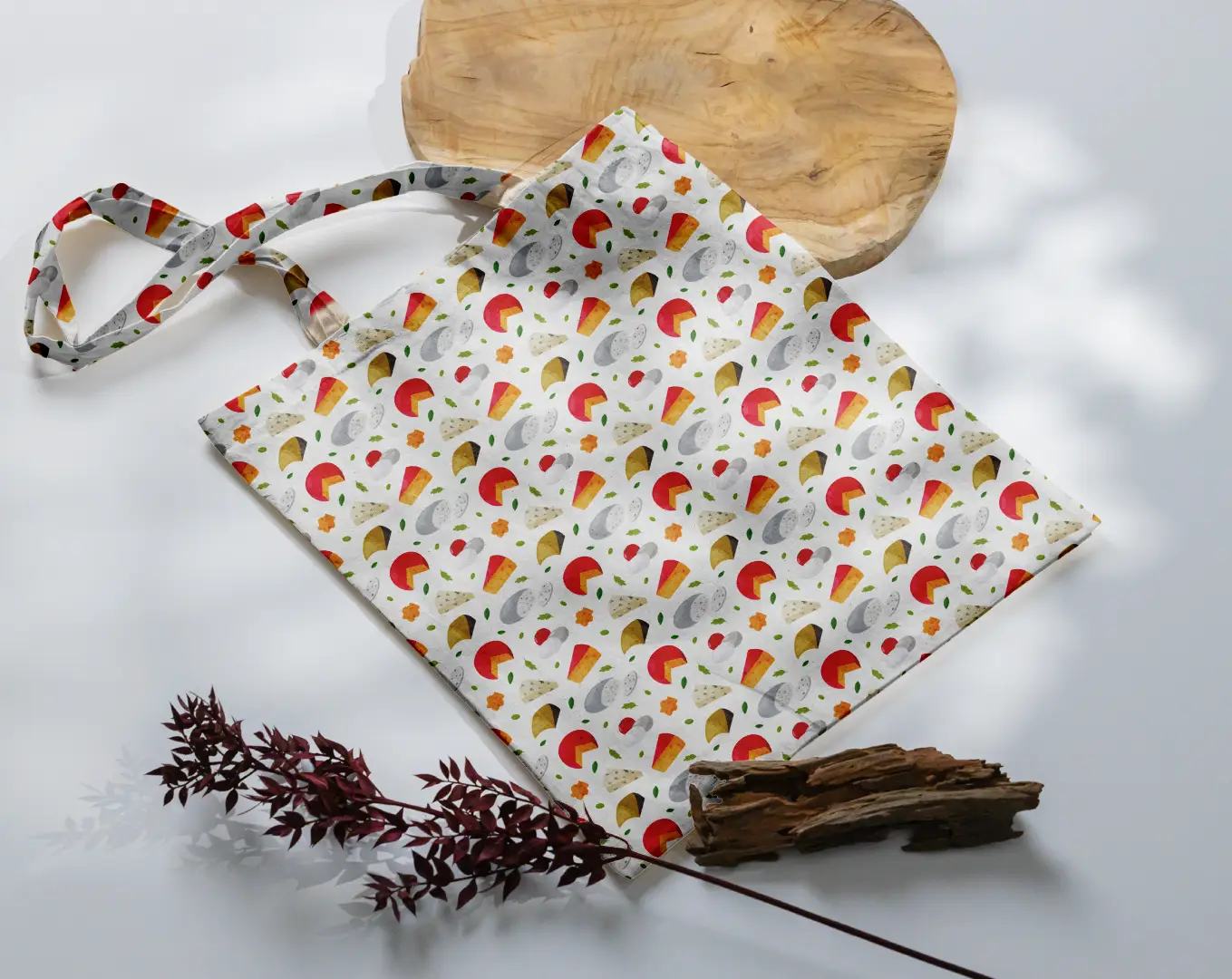 Cheese Prints White Canvas Fabric Tote Bag - Image 3