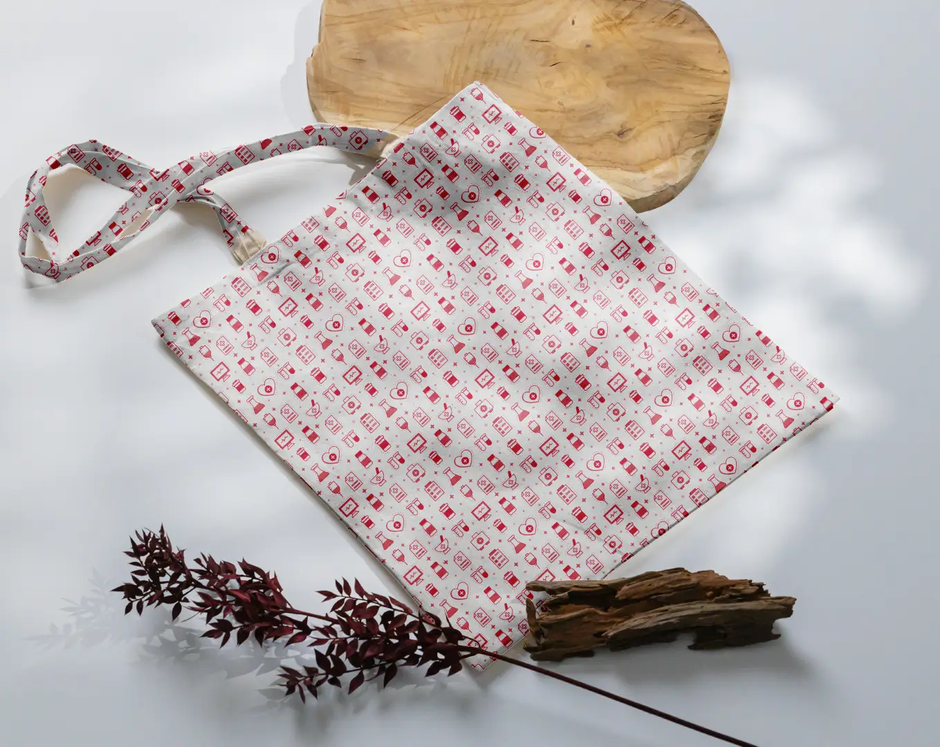 Medicines Red Canvas Fabric Tote Bag