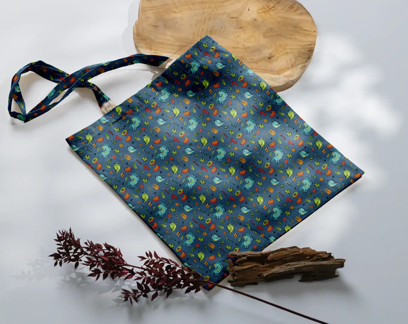 Kids Birthday Printed Steel Grey Color Canvas Fabric Tote Bag