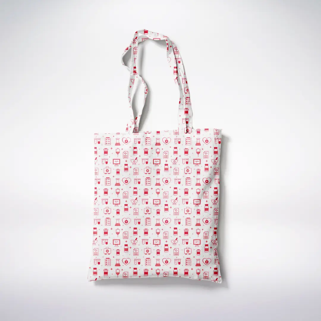 Medicines Red Canvas Fabric Tote Bag - Image 3