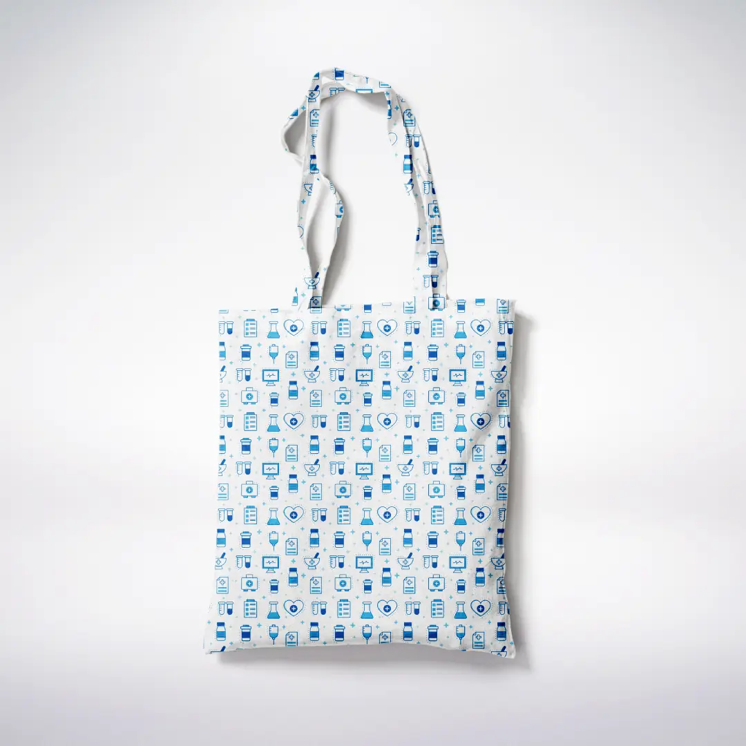 Medicines Blue Canvas Fabric Tote Bag - Image 3