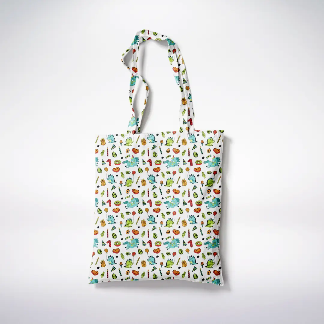 Kids Birthday Printed White Canvas Fabric Tote Bag - Image 3