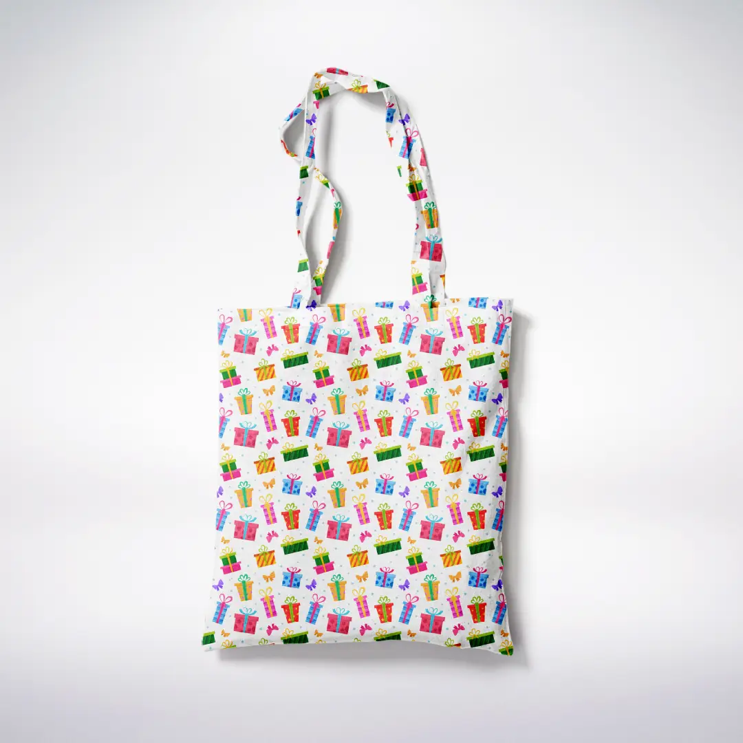 Gifts Goodies Printed White Canvas Fabric Tote Bag - Image 3