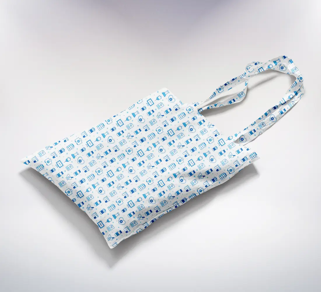Medicines Blue Canvas Fabric Tote Bag - Image 2