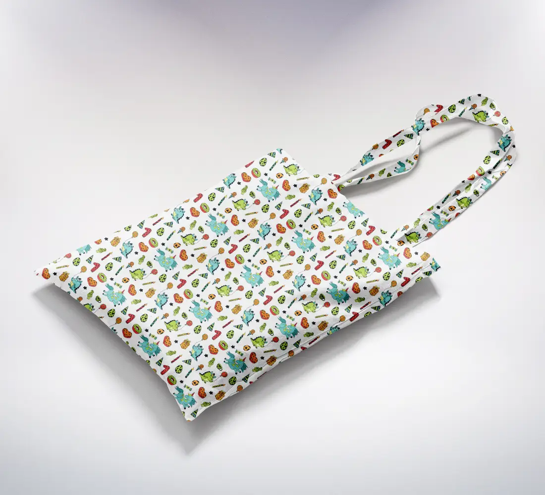 Kids Birthday Printed White Canvas Fabric Tote Bag - Image 2