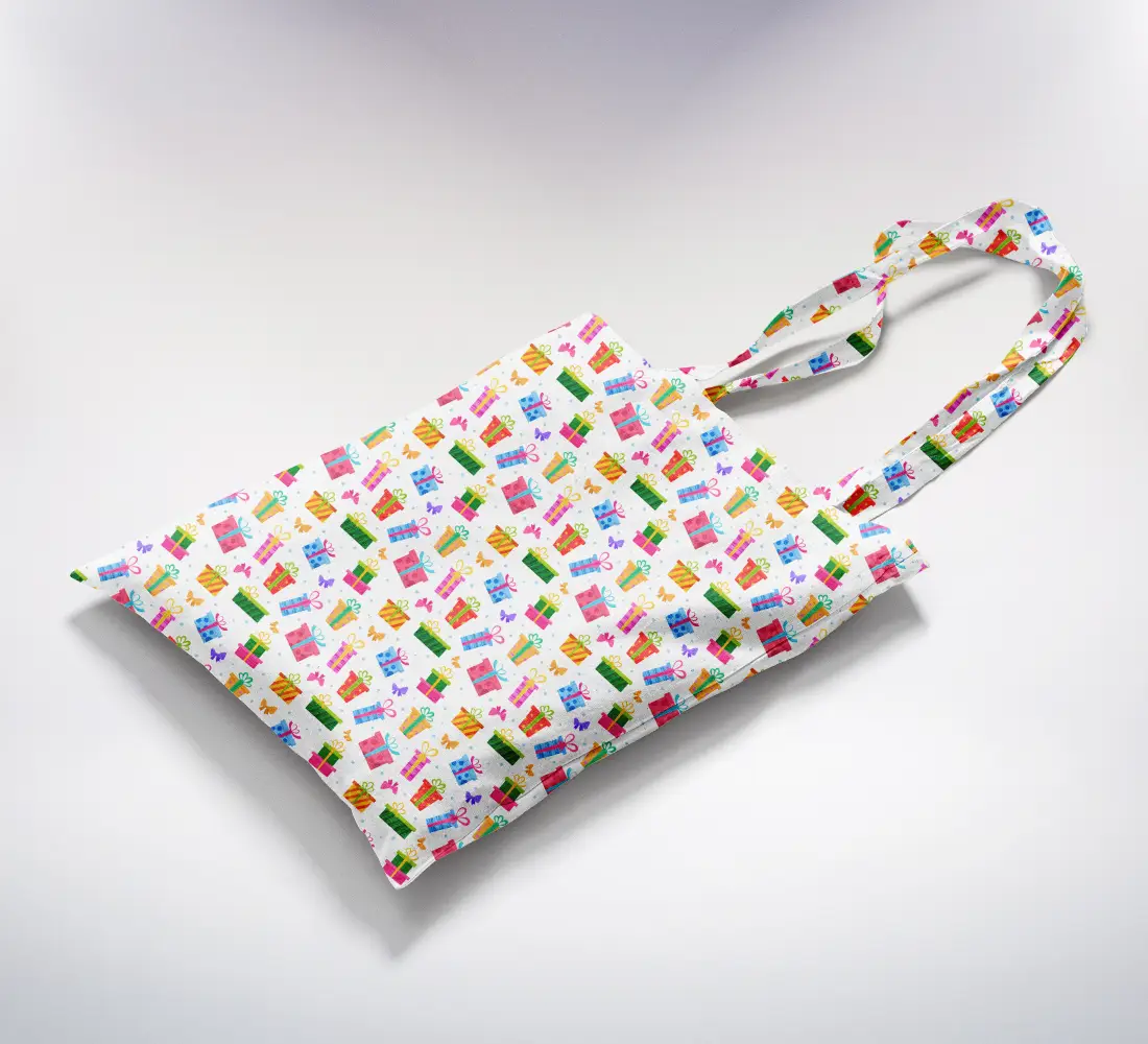 Gifts Goodies Printed White Canvas Fabric Tote Bag - Image 2