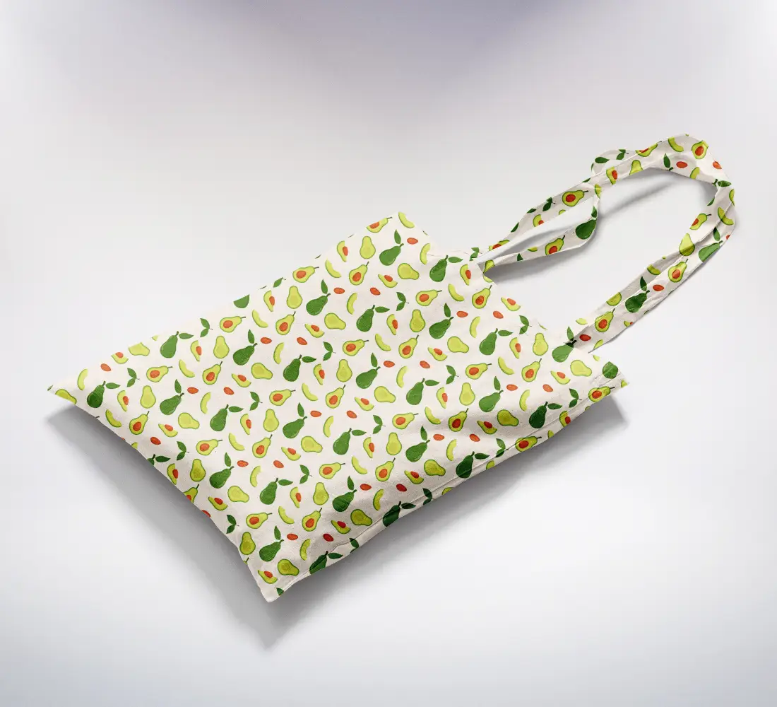Avocada Printed White Canvas Fabric Tote Bag - Image 2