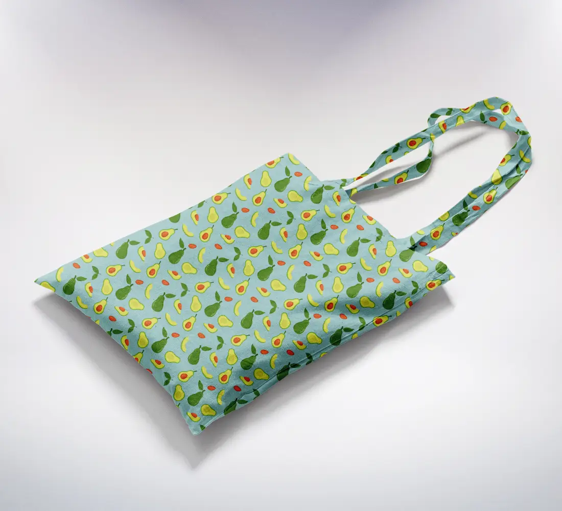 Avocada Printed Green Canvas Fabric Tote Bag - Image 2
