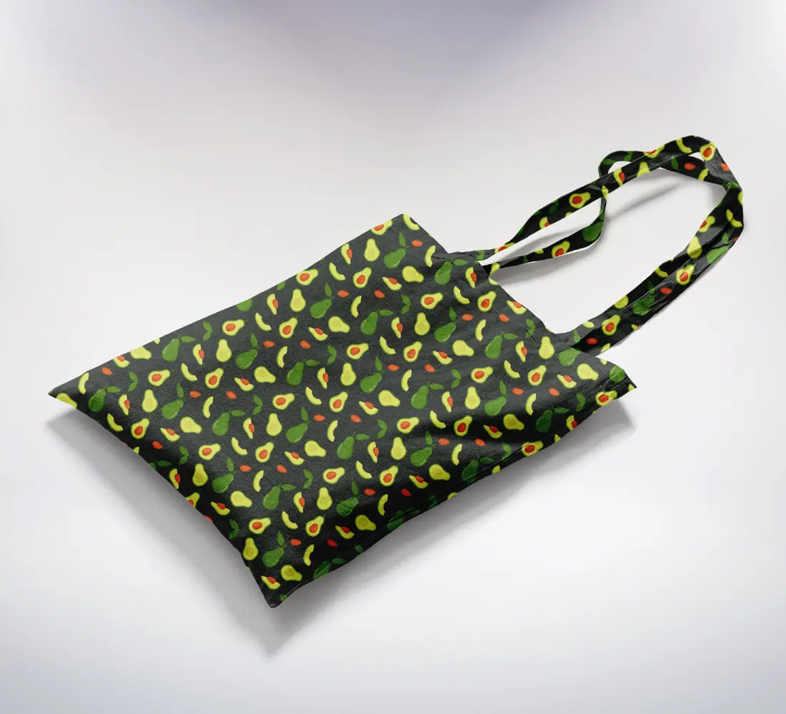 Avocada Printed Black Canvas Fabric Tote Bag - Image 2