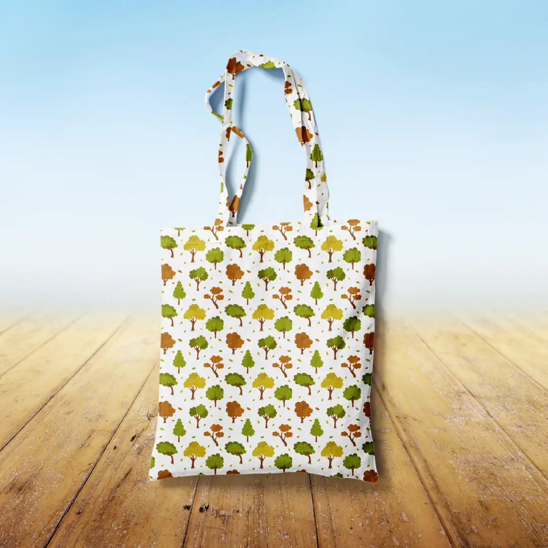 Trees Printed Canvas Fabric Tote Bag