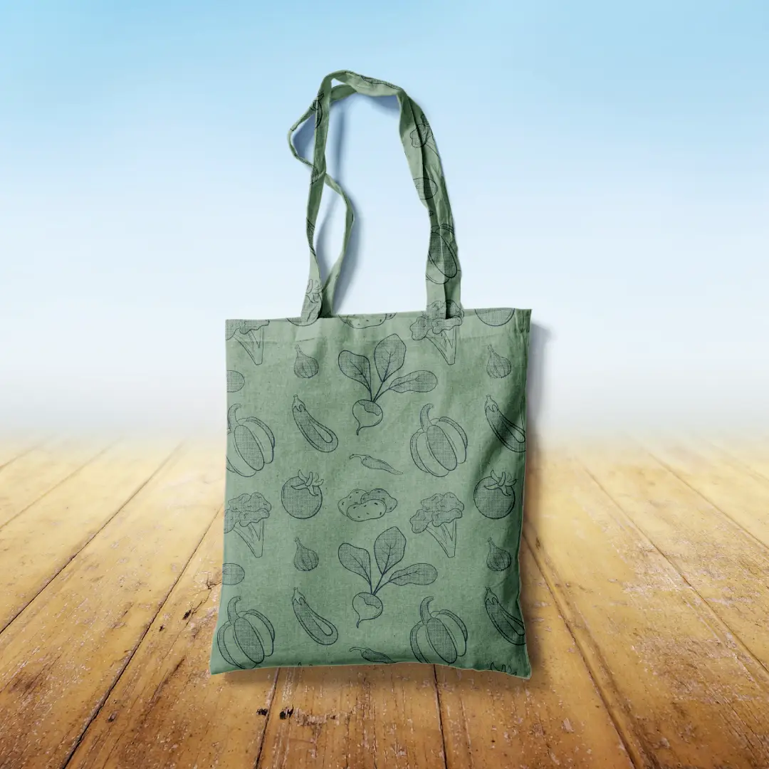 Veggies Green Canvas Fabric Tote Bag