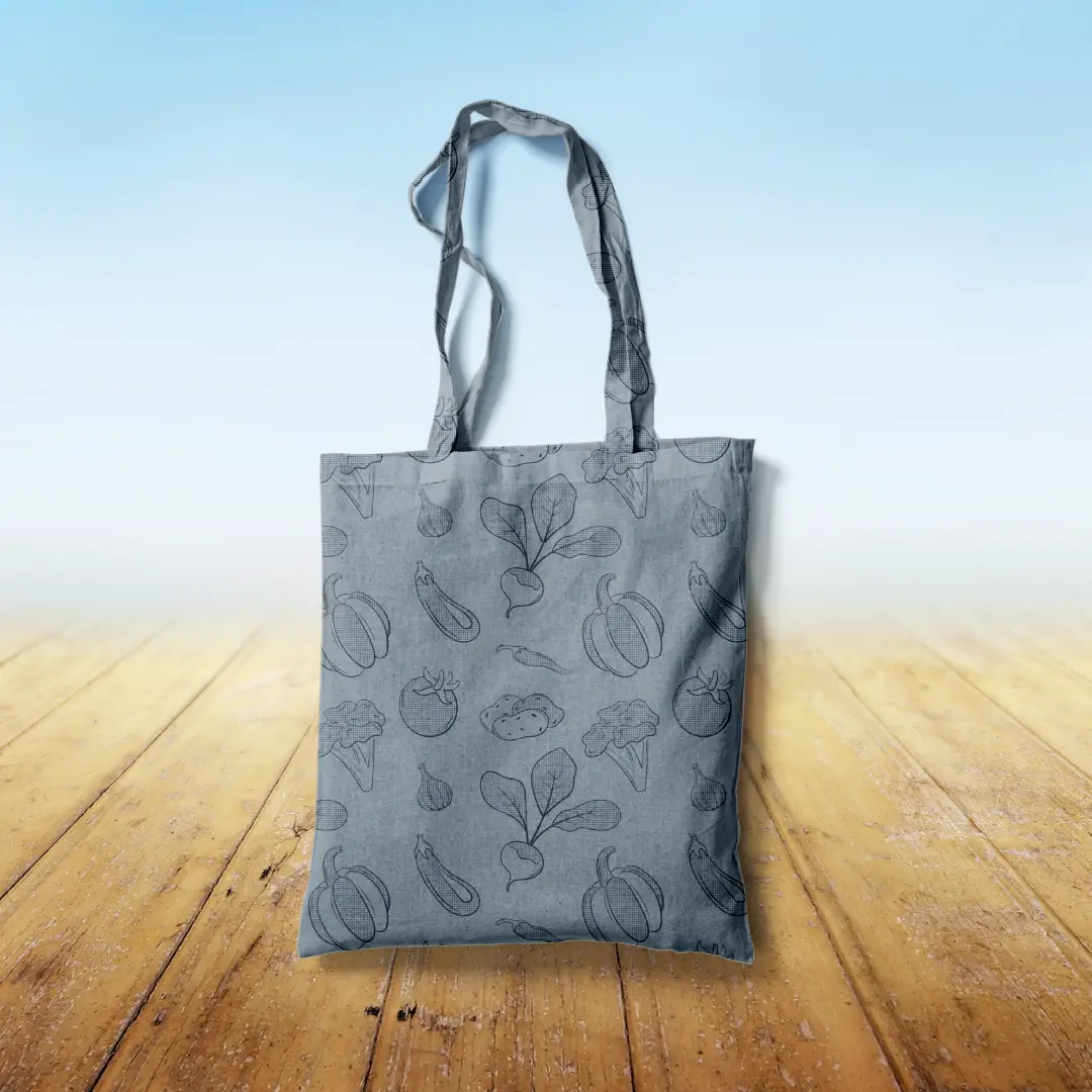 Veggies Grey Canvas Fabric Tote Bag