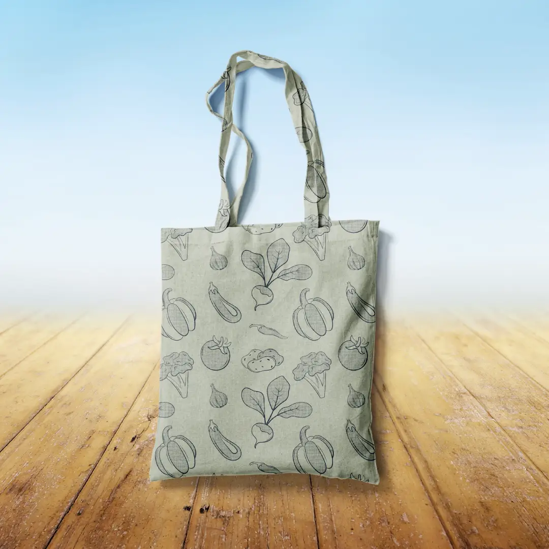 Veggies Light Green Canvas Fabric Tote Bag