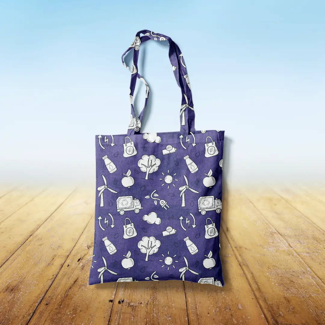 Green Enery Purple Canvas Fabric Tote Bag