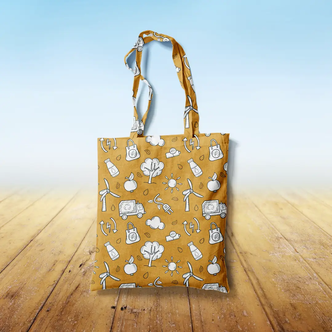 Green Enery Yellow Canvas Fabric Tote Bag