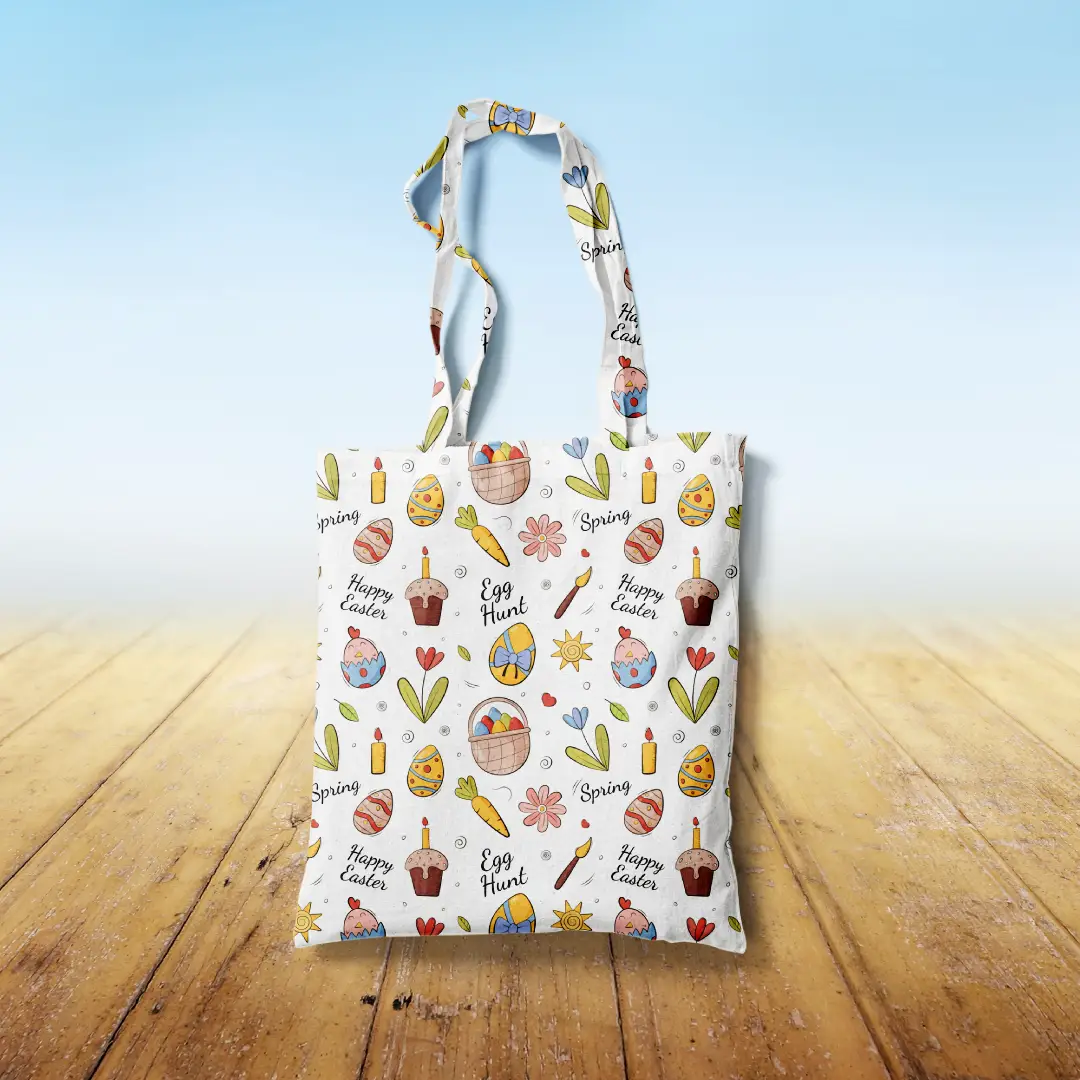 Happy Easter Canvas Fabric Tote Bag