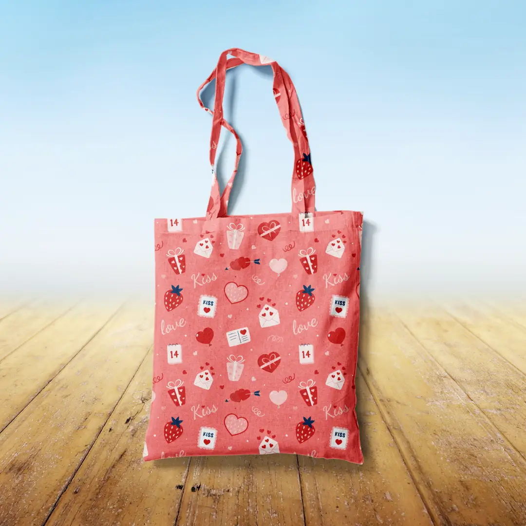 Love Gifts Orange Canvas Fabric Tote Bag