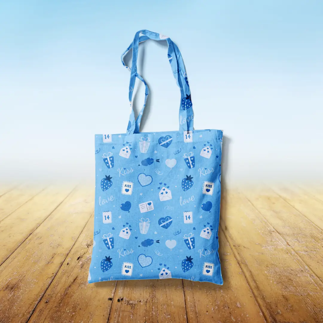 Love Gifts Sky Blue Canvas Fabric Tote Bag