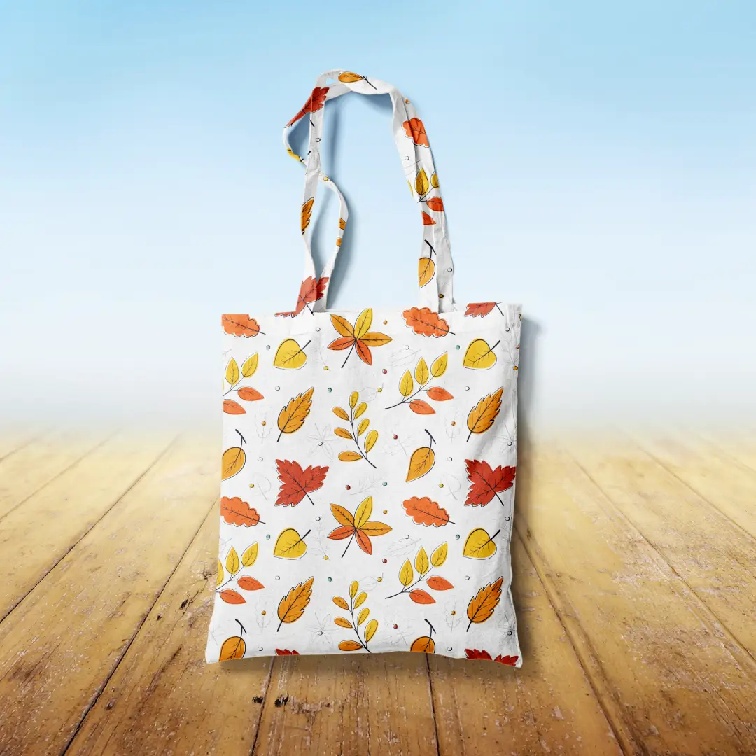 Autumn Leaves Printed Canvas Fabric Tote Bag