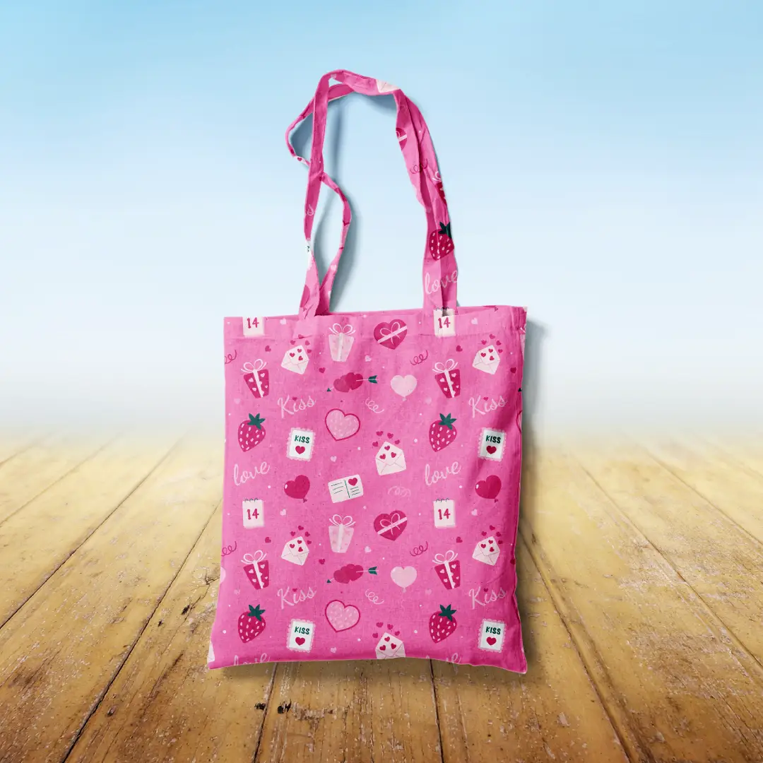 Love Gifts Pink Canvas Fabric Tote Bag