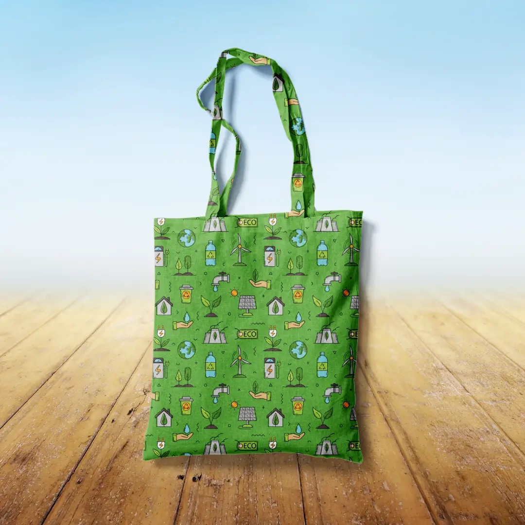 Eco Sustanablity Green Canvas Fabric Tote Bag