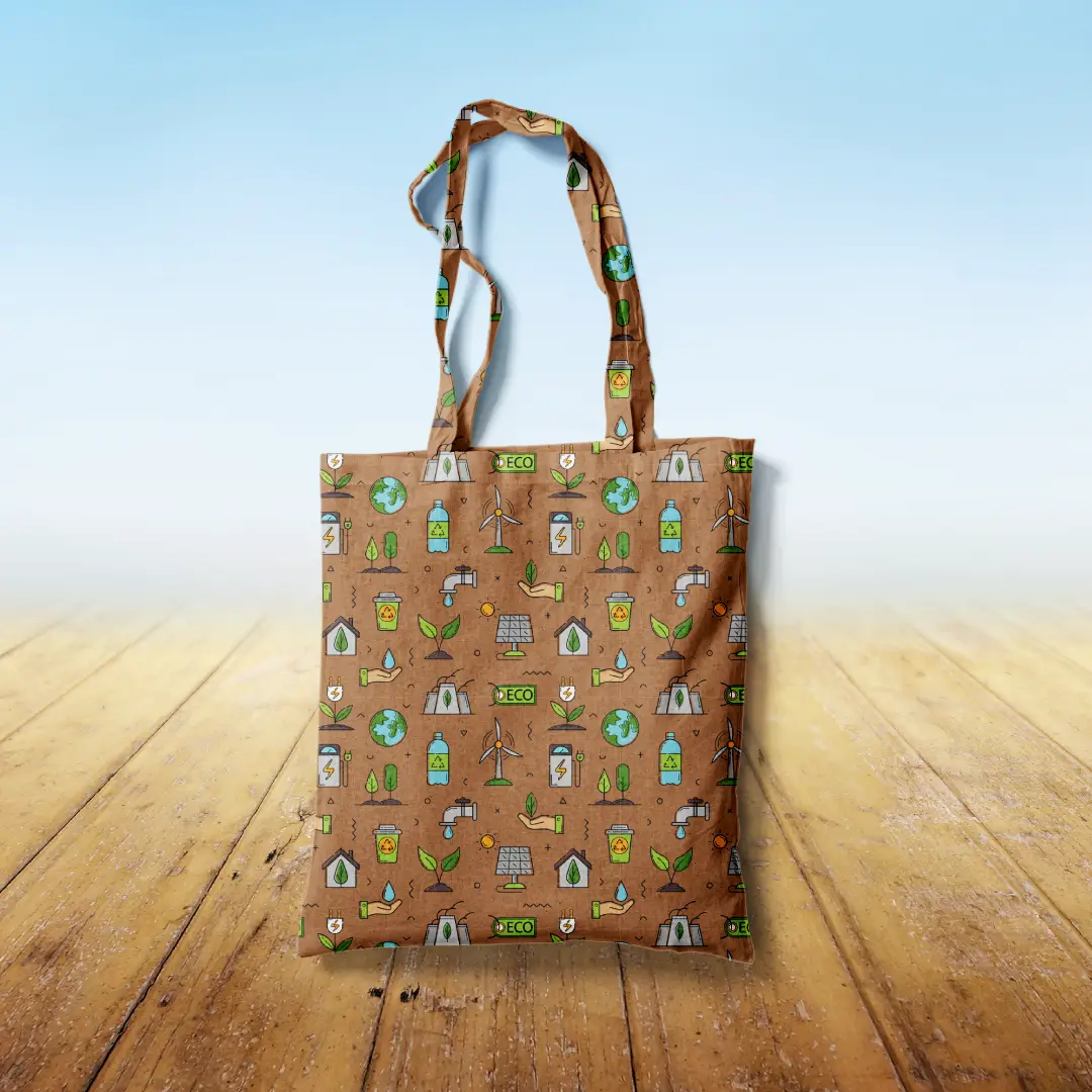 Eco Sustanablity Brown Canvas Fabric Tote Bag
