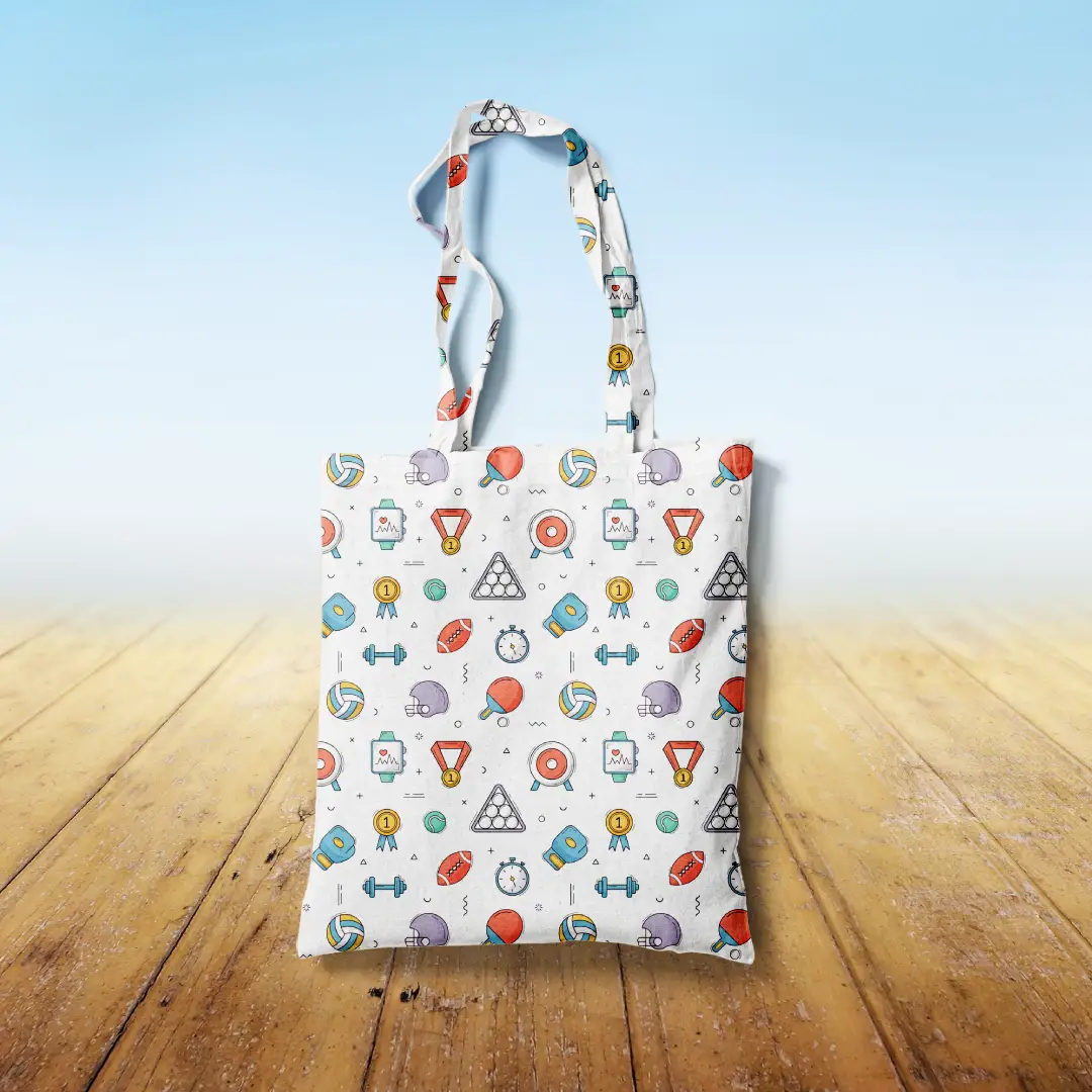 Sports Games White Canvas Fabric Tote Bag