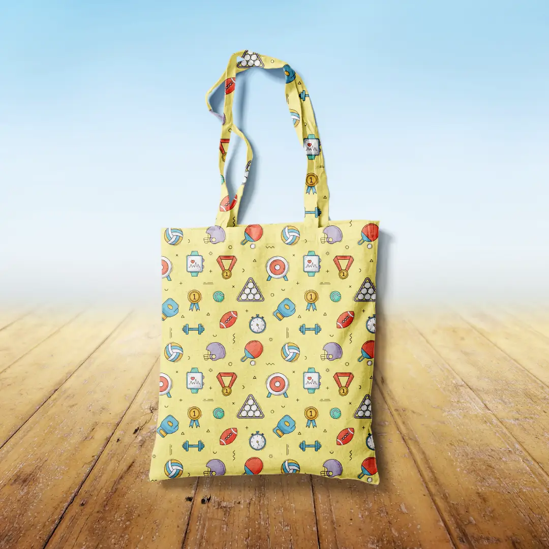 Sports Games Yellow Canvas Fabric Tote Bag