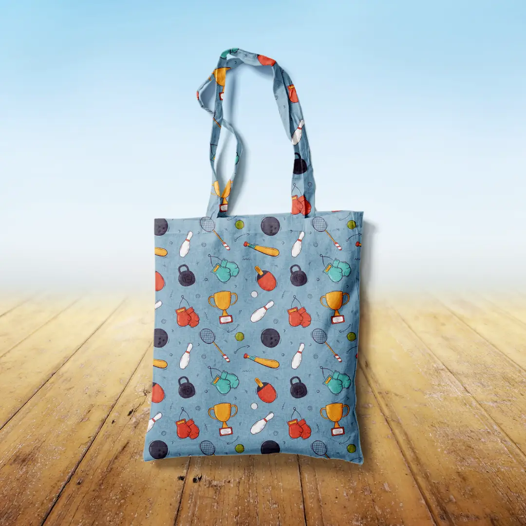 Sports Champ Grey Canvas Fabric Tote Bag