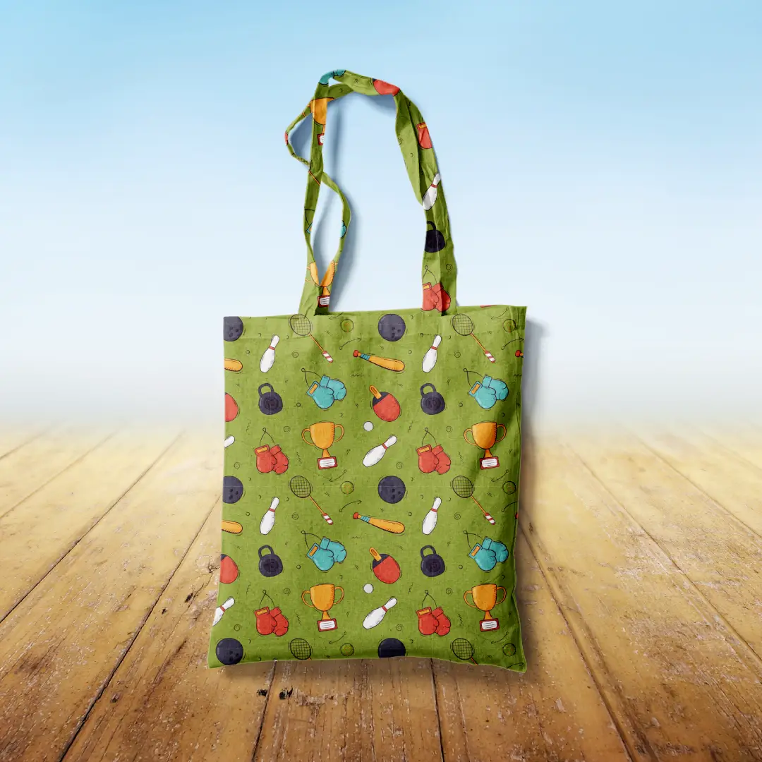 Sports Champ Green Canvas Fabric Tote Bag