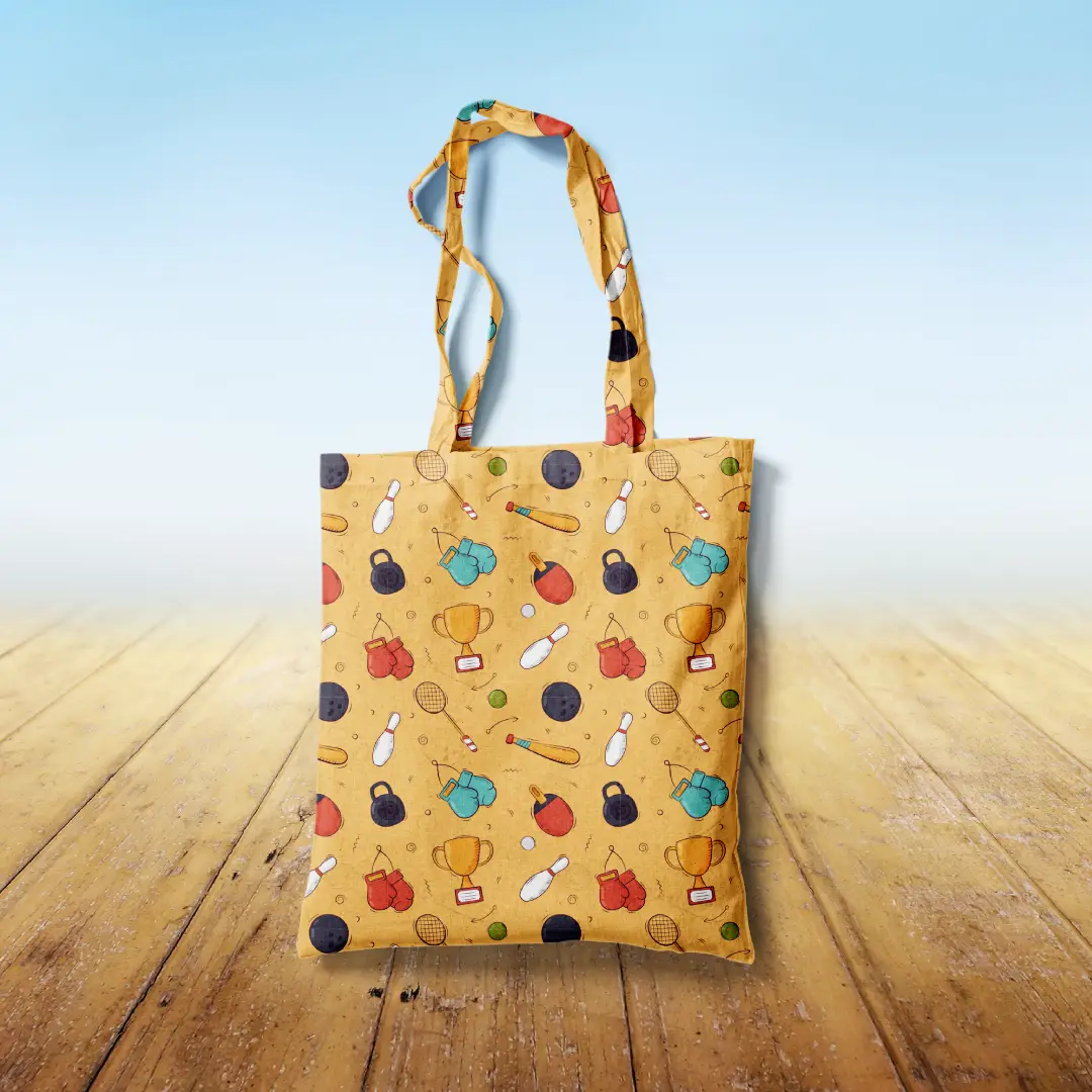 Sports Champ Yellow Canvas Fabric Tote Bag