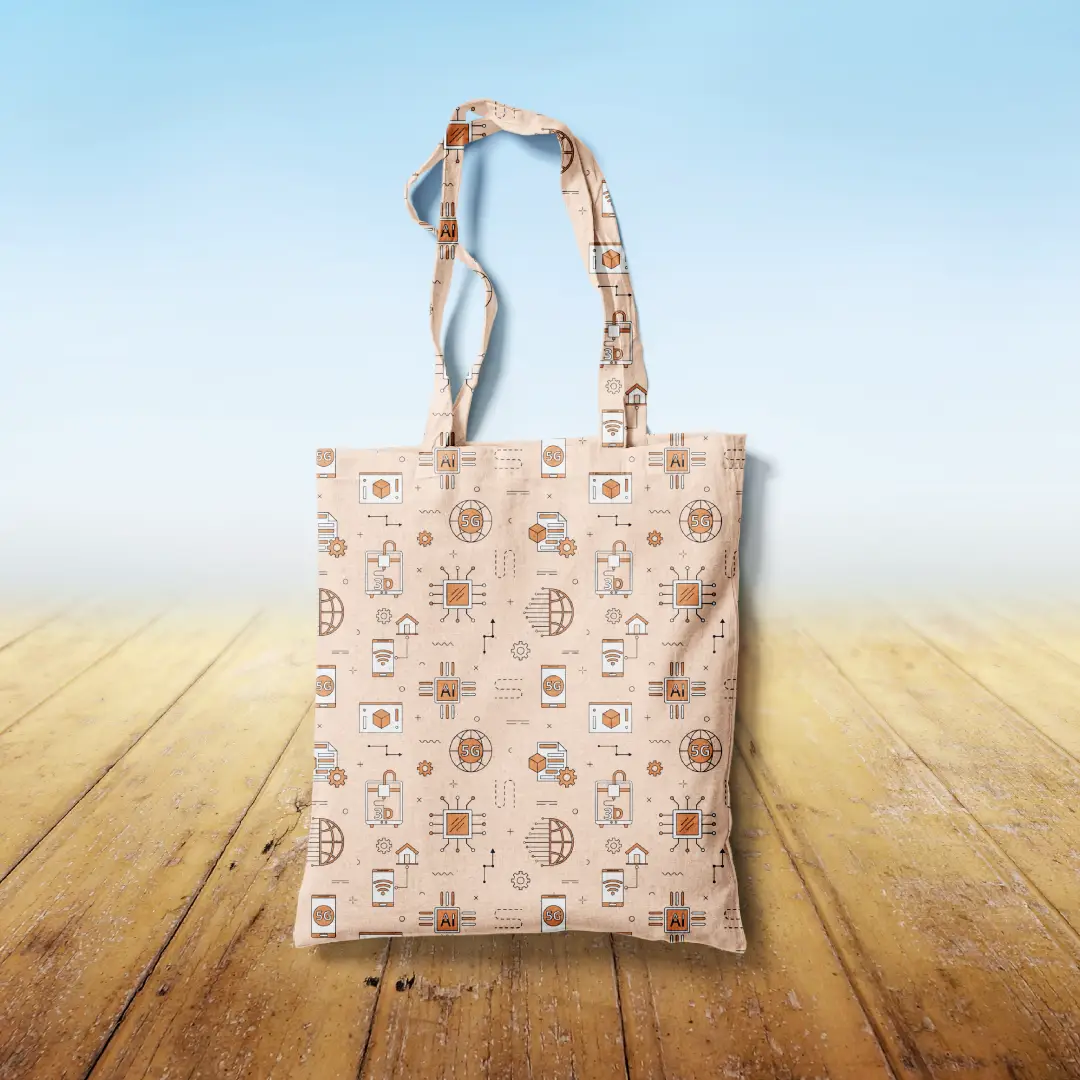 Electrified World Fawn Color Canvas Fabric Tote Bag
