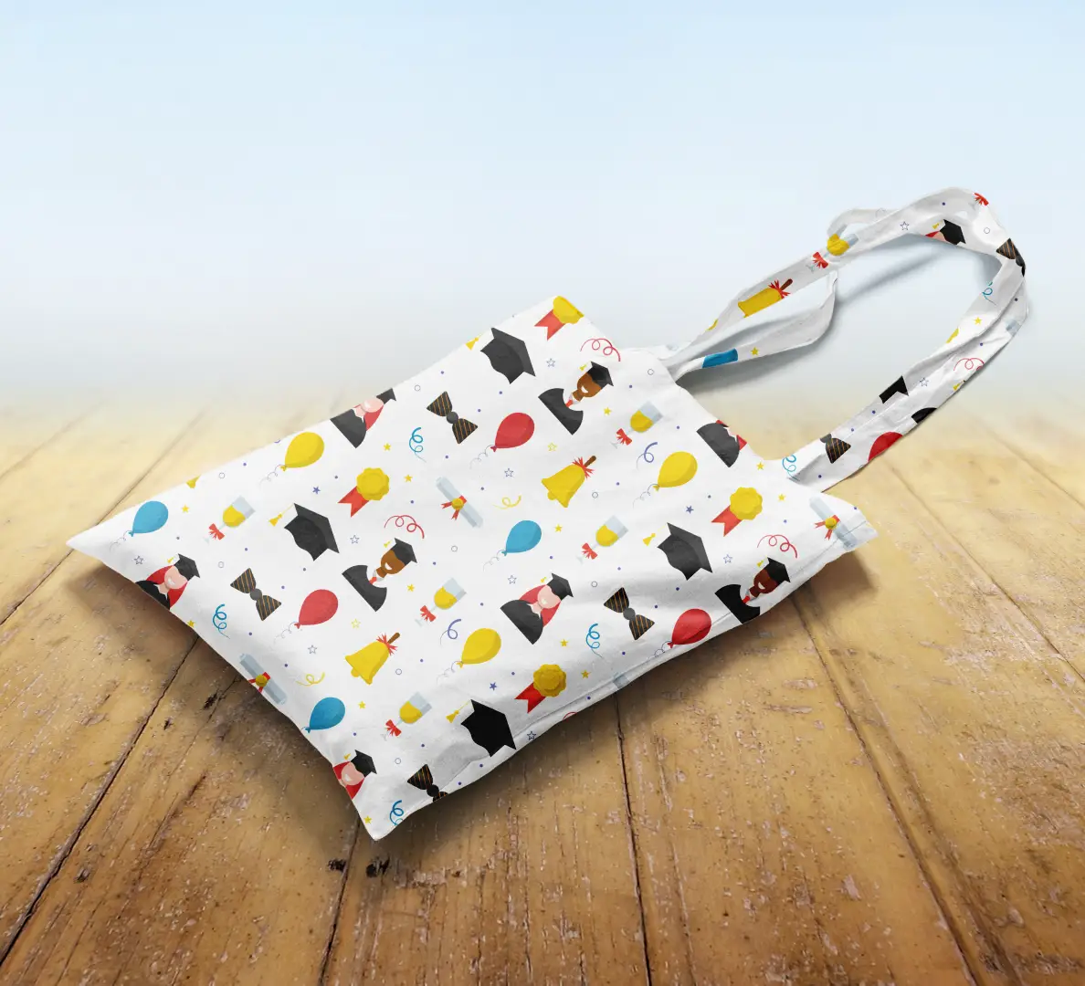 Grad Celebration Day Printed Canvas Fabric Tote Bag - Image 2