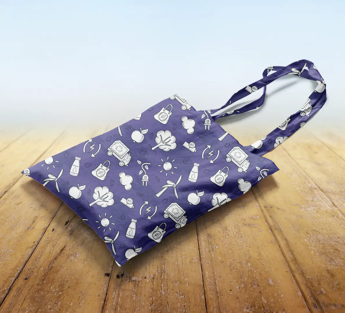 Green Enery Purple Canvas Fabric Tote Bag - Image 2