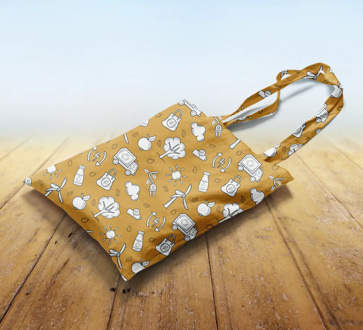 Green Enery Yellow Canvas Fabric Tote Bag - Image 2