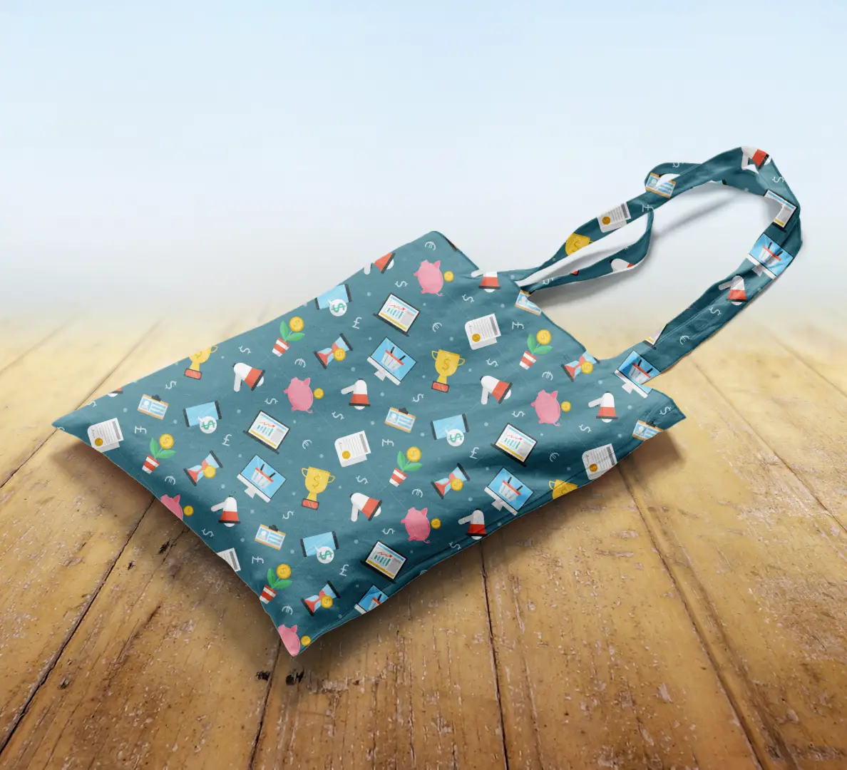 Time Is Money Petrol Blue Canvas Fabric Tote Bag - Image 2