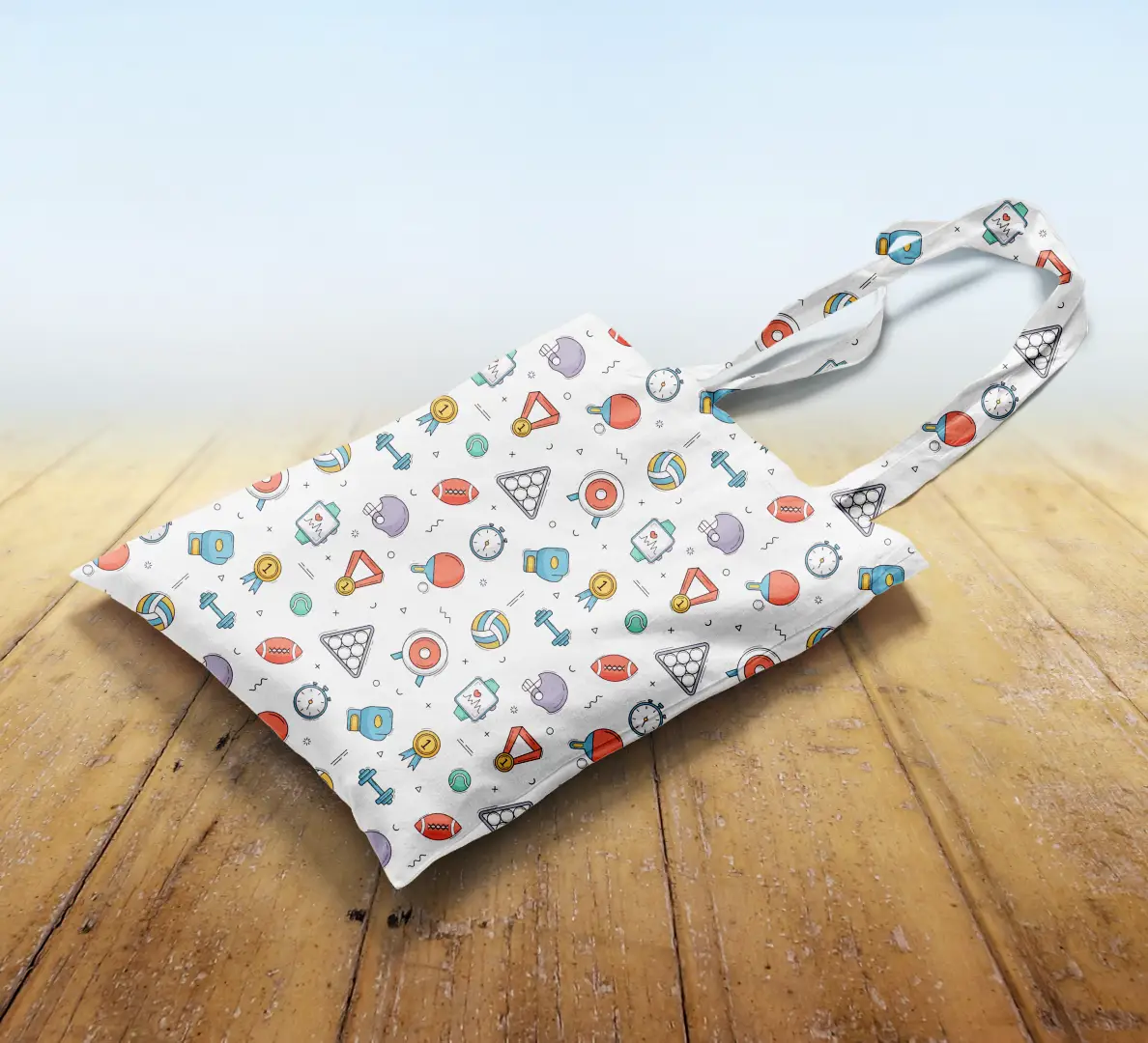 Sports Games White Canvas Fabric Tote Bag - Image 2