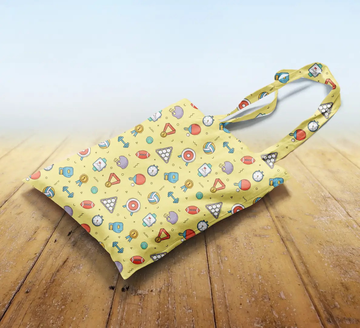 Sports Games Yellow Canvas Fabric Tote Bag - Image 2