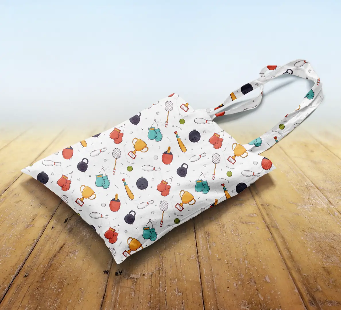 Sports Champ White Canvas Fabric Tote Bag - Image 2