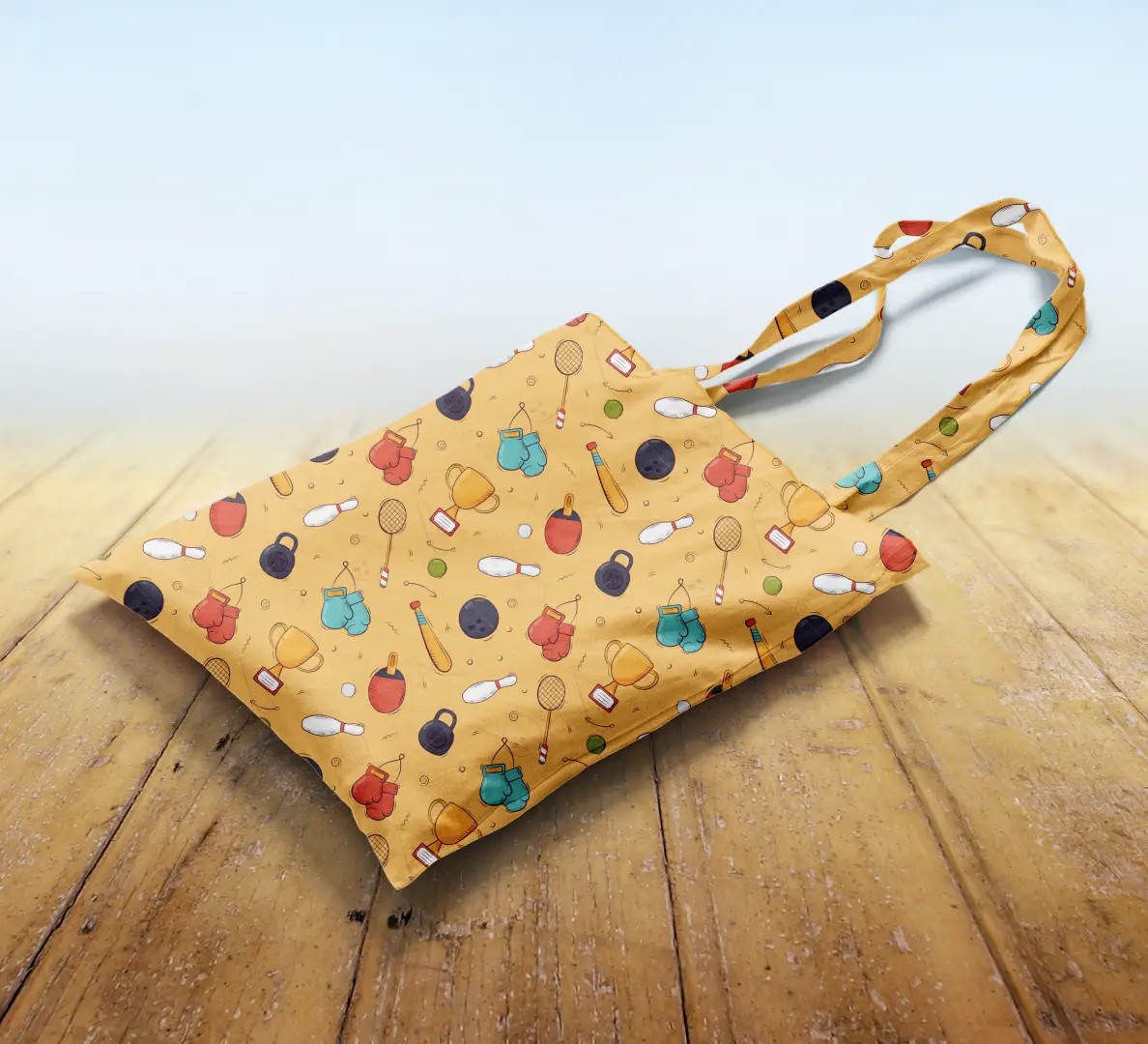 Sports Champ Yellow Canvas Fabric Tote Bag - Image 2